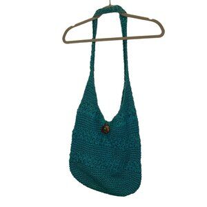 Capelli Teal turquoise straw cocounut shell beach pool should cross body…